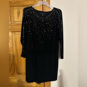 White House Black Market Black Dress with Silver Details